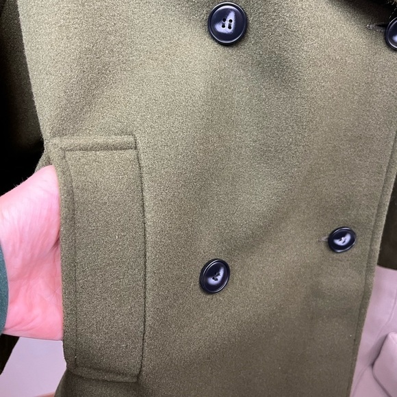 ASOS Oversized Double Breasted Notched Collar Pea Coat Khaki Size 6 - Picture 8 of 15